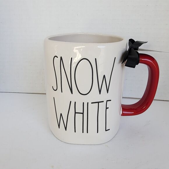 Rae Dunn Disney SNOW WHITE Mug Double Sided Red Handle Coffee Cup Artesian NWT - Picture 1 of 9
